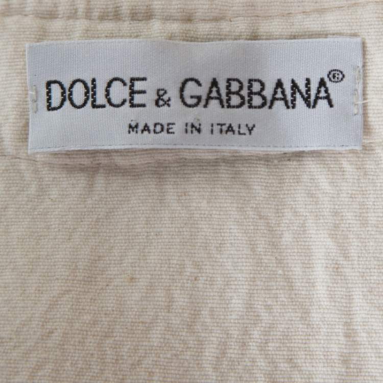 Pre Owned Dolce & Gabbana Vintage Cream Cotton Embroidered Cutout Detail Jacket M 