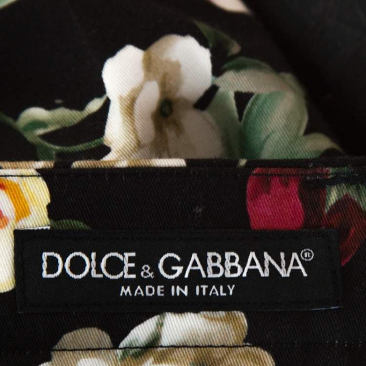 Pre Owned Dolce & Gabbana Multicolor Floral Printed Cotton Tapered Trousers XL 