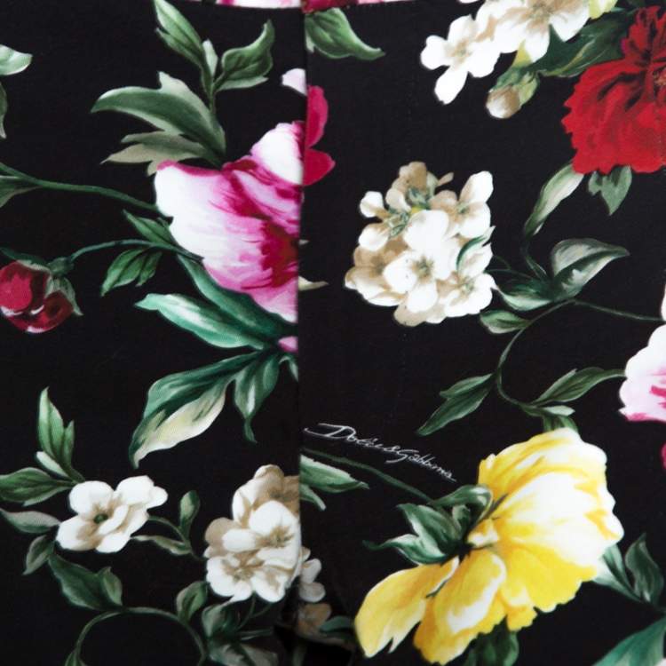 Pre Owned Dolce & Gabbana Multicolor Floral Printed Cotton Tapered Trousers XL 