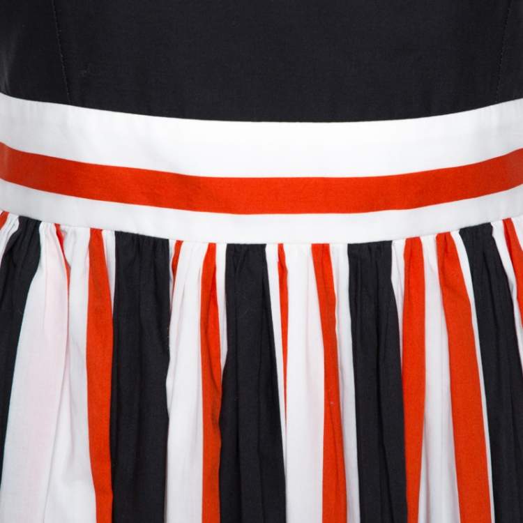 مملوكة مسبقًا Dolce & Gabbana Multicolor Striped Cotton Cut Out Back Midi Dress M
