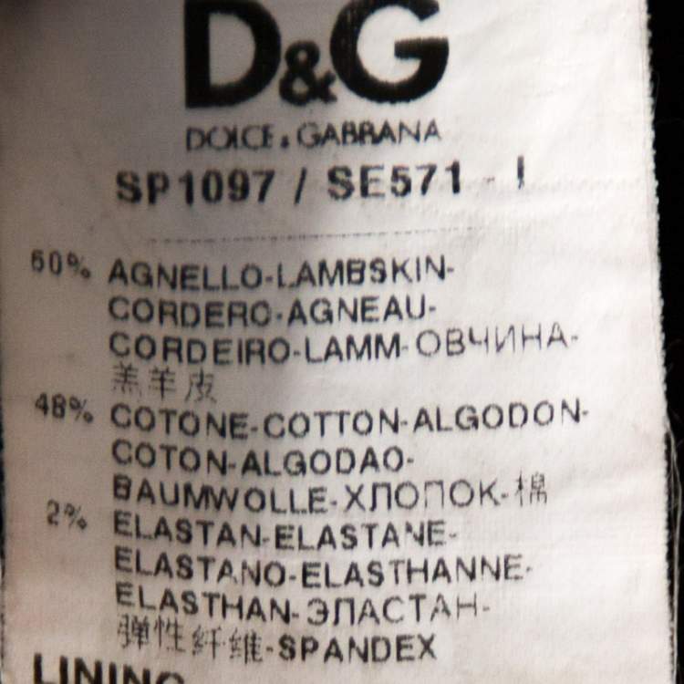 Pre Owned D&G Black Lamb Leather Paneled Skinny Trousers M