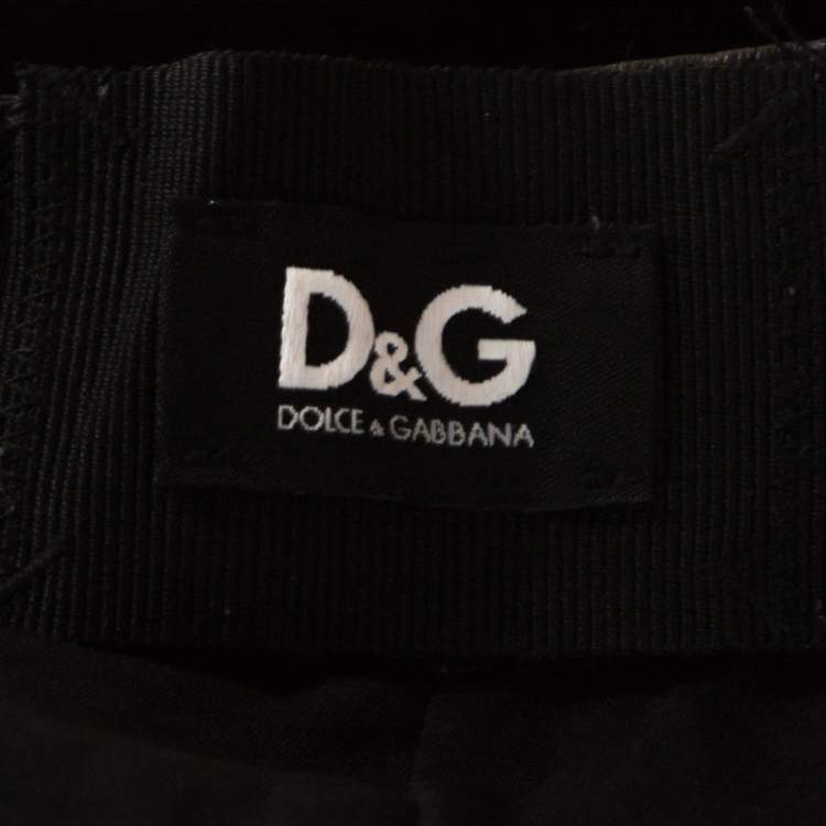Pre Owned D&G Black Lamb Leather Paneled Skinny Trousers M