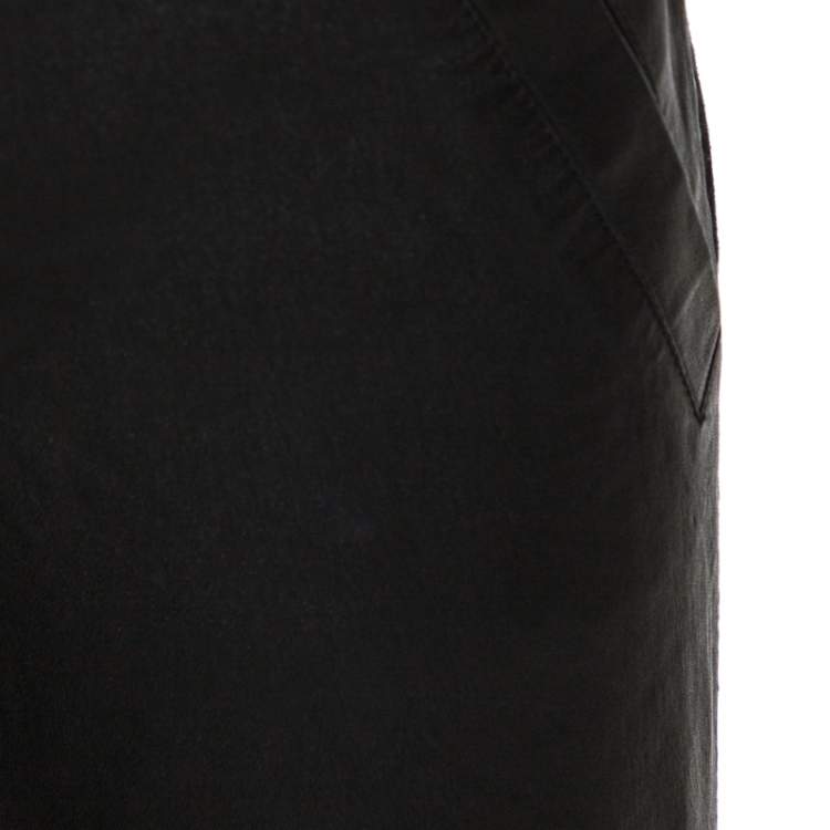 Pre Owned D&G Black Lamb Leather Paneled Skinny Trousers M