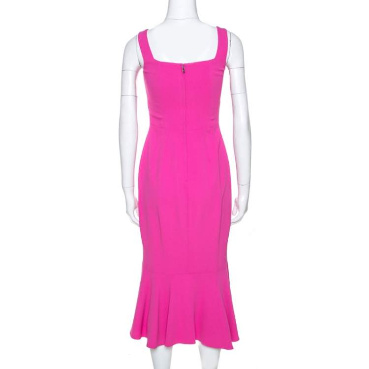 مملوكة مسبقًا Dolce & Gabbana Pink Crepe Sleeveless Flounce Dress S