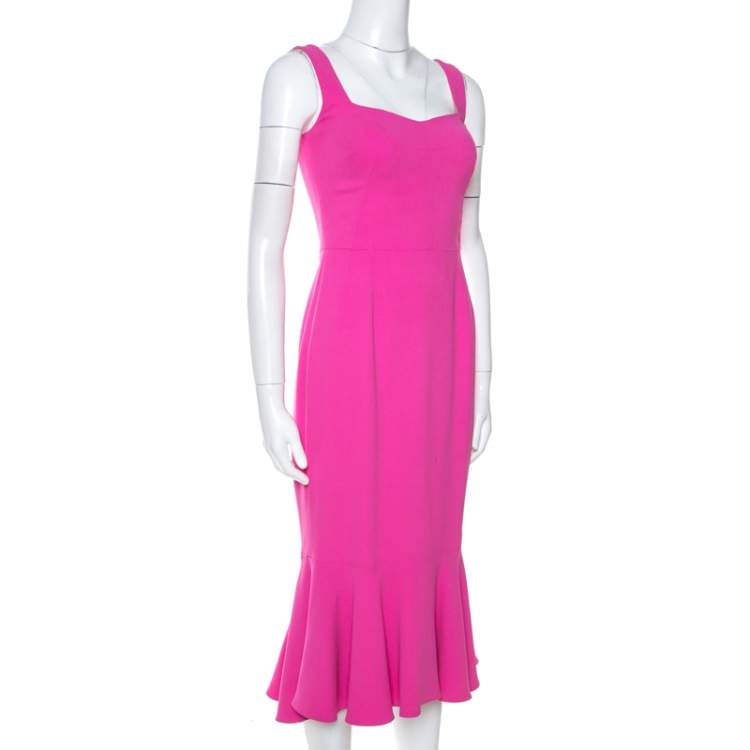 مملوكة مسبقًا Dolce & Gabbana Pink Crepe Sleeveless Flounce Dress S