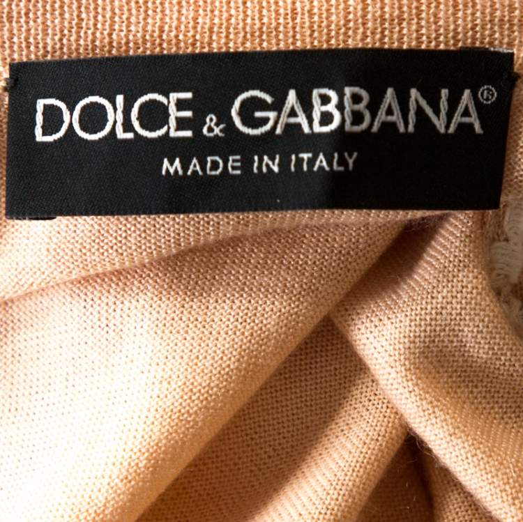 Pre Owned Dolce & Gabbana Light Peach Cashmere Lace Trim Cardigan S