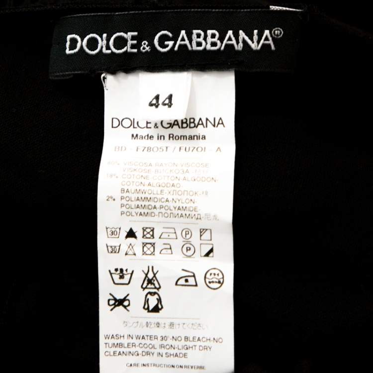 Pre Owned Dolce & Gabbana Black Knit Lace Trim Detail Mini Dress M