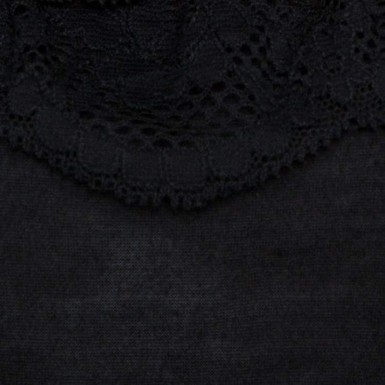 Pre Owned Dolce & Gabbana Black Knit Lace Trim Detail Mini Dress M
