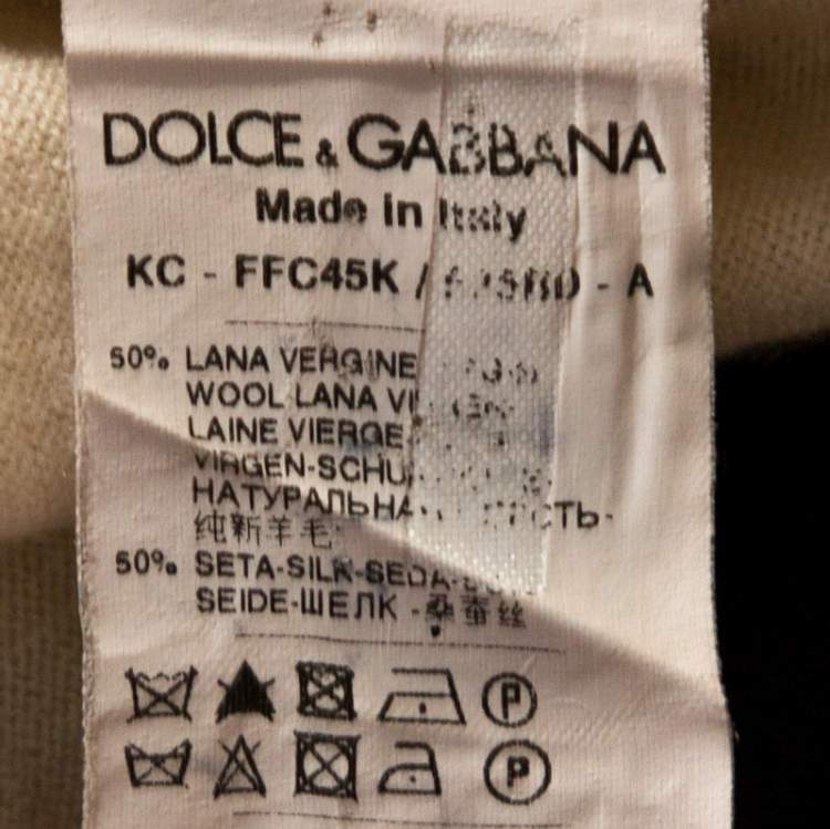 Pre Owned Dolce & Gabbana Cream Lemon Print Silk Wool Cardigan M
