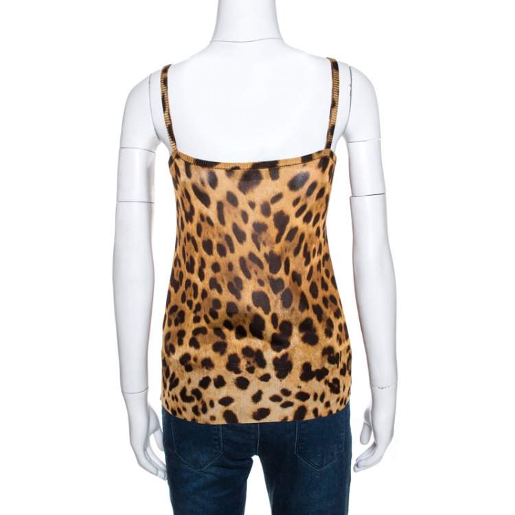 Pre Owned Dolce & Gabbana Animal Print Knit Sleeveless Top M