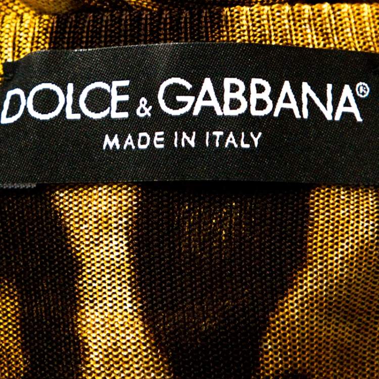 Pre Owned Dolce & Gabbana Animal Print Knit Wrap Cardigan M