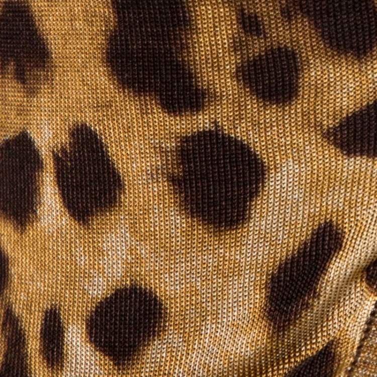 Pre Owned Dolce & Gabbana Animal Print Knit Wrap Cardigan M