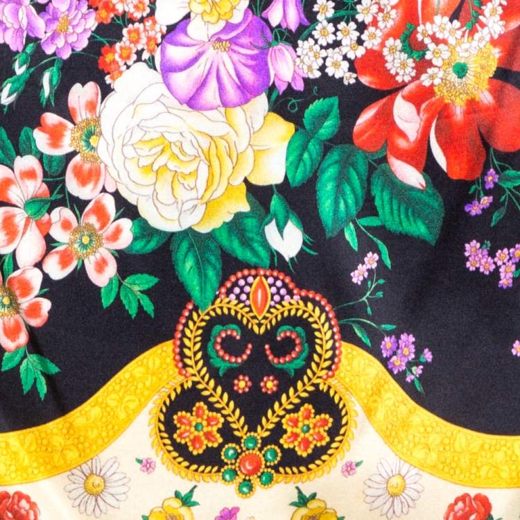 Pre Owned Dolce & Gabbana Multicolor Floral Print Stretch Silk Mini Skirt M