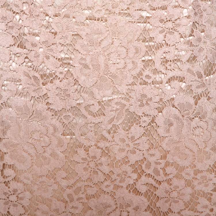 Pre Owned Dolce & Gabbana Naturel Lace Midi Skirt M