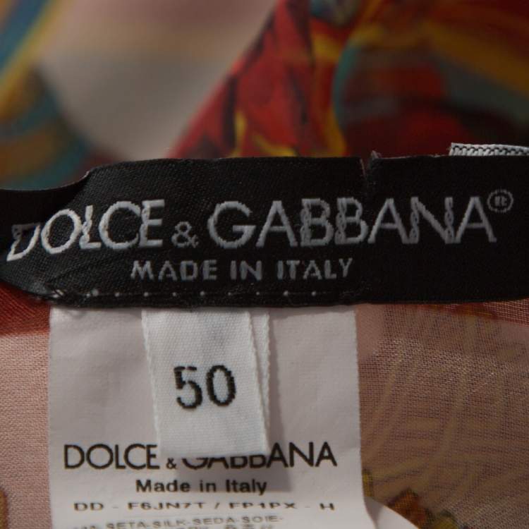 Pre Owned Dolce & Gabbana Multicolor Silk Chiffon Wheel Printed Kaftan Tunic XL