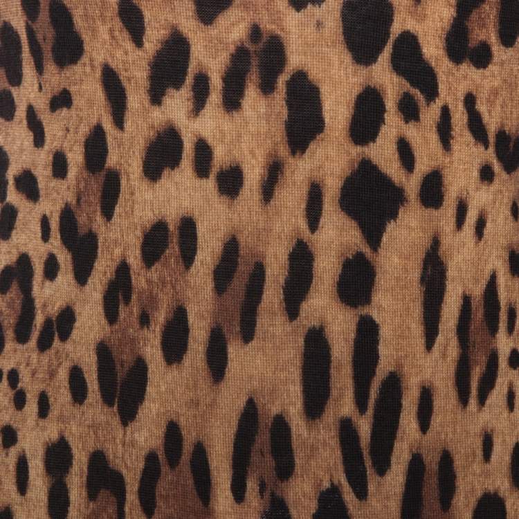 Pre Owned Dolce & Gabbana Brown Leopard Print Knit Fitted Dress S