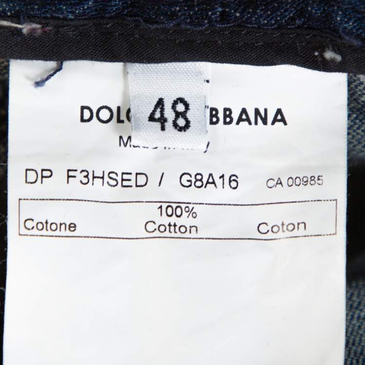 Pre Owned Dolce & Gabbana Indigo Medium Washed Denim Wide Leg Jeans L