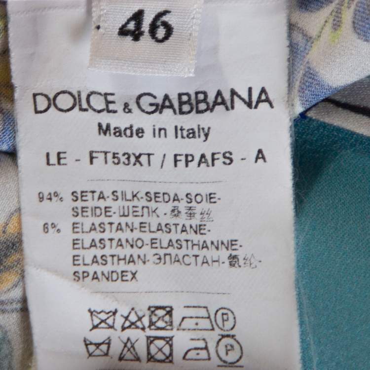 Pre Owned Dolce & Gabbana Multicolor Majolica Print Stretch Silk Trousers L