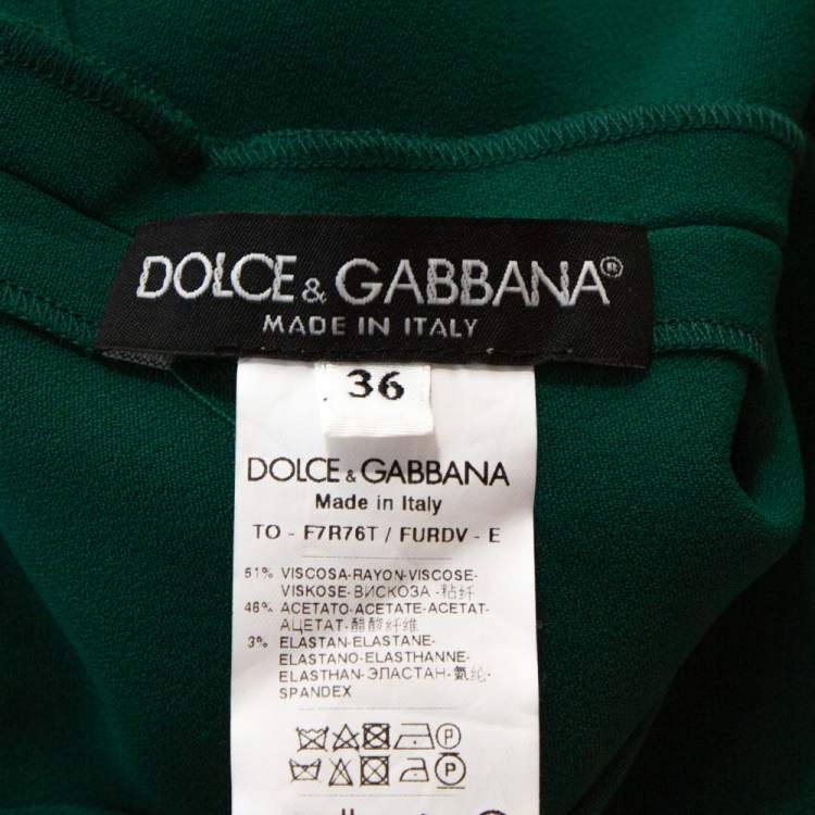 Pre Owned Dolce & Gabbana Green Stretch Crepe Necktie Detail Blouse XS