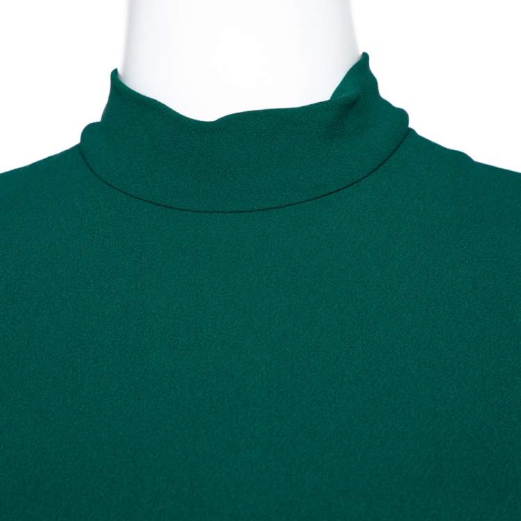 Pre Owned Dolce & Gabbana Green Stretch Crepe Necktie Detail Blouse XS