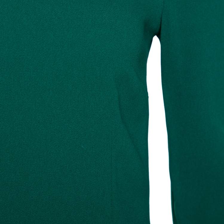 Pre Owned Dolce & Gabbana Green Stretch Crepe Necktie Detail Blouse XS