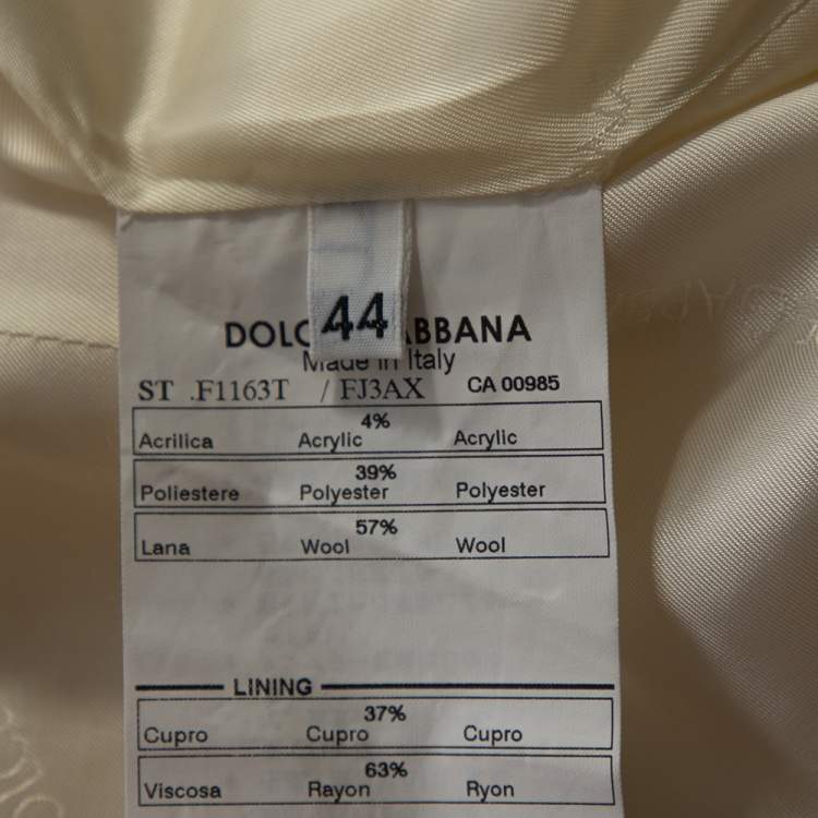 Pre Owned Dolce & Gabbana Cream Floral Embossed Jaqcuard Wool Pencil Skirt M