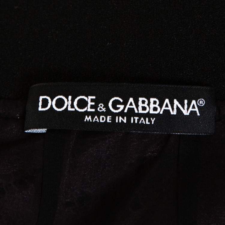 Pre Owned Dolce & Gabbana Black & Pink Corded Lace Mini Skirt M 