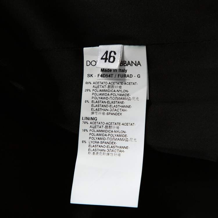 Pre Owned Dolce & Gabbana Black Satin Pencil Skirt L 