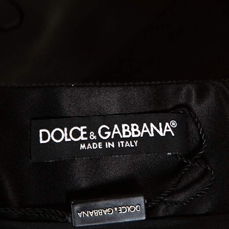 Pre Owned Dolce & Gabbana Black Satin Pencil Skirt L 