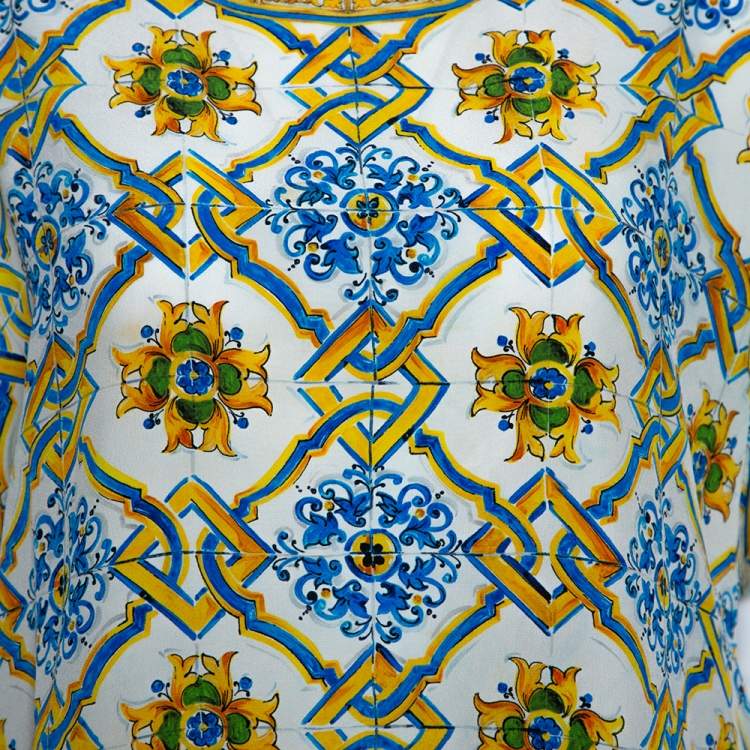 Pre Owned Dolce & Gabbana Multicolor Silk Sicilian Tile Print Top L