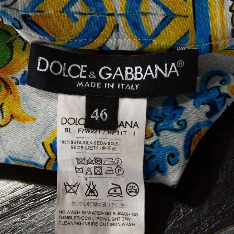 Pre Owned Dolce & Gabbana Multicolor Silk Sicilian Tile Print Top L