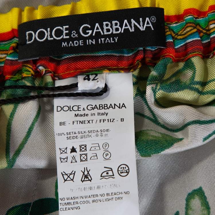 Pre Owned Dolce & Gabbana Multicolor Sicilian Print Silk Shorts M 