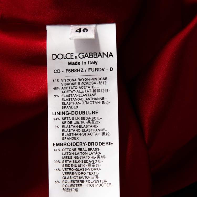 Pre Owned Dolce & Gabbana Red Crepe Heart Logo Embellished Dress L