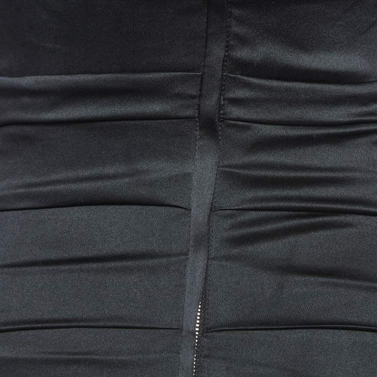 مملوكة مسبقًا Dolce & Gabbana Black Satin Silk Ruched Mini Dress S