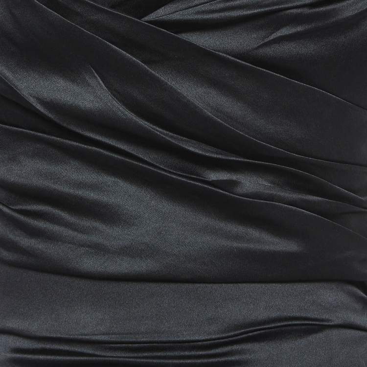 مملوكة مسبقًا Dolce & Gabbana Black Satin Silk Ruched Mini Dress S
