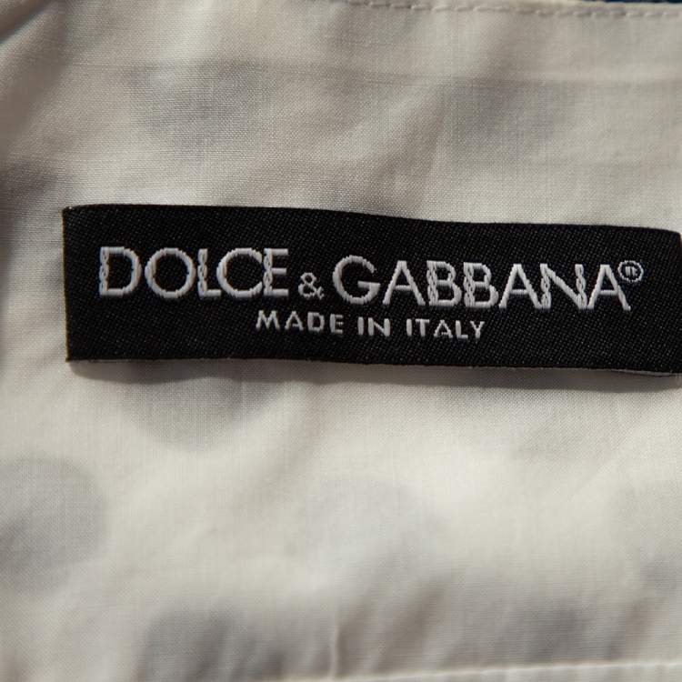 Pre Owned Dolce & Gabbana Monochrome Polka Dot Cotton Panelled Flared Midi Dress S 