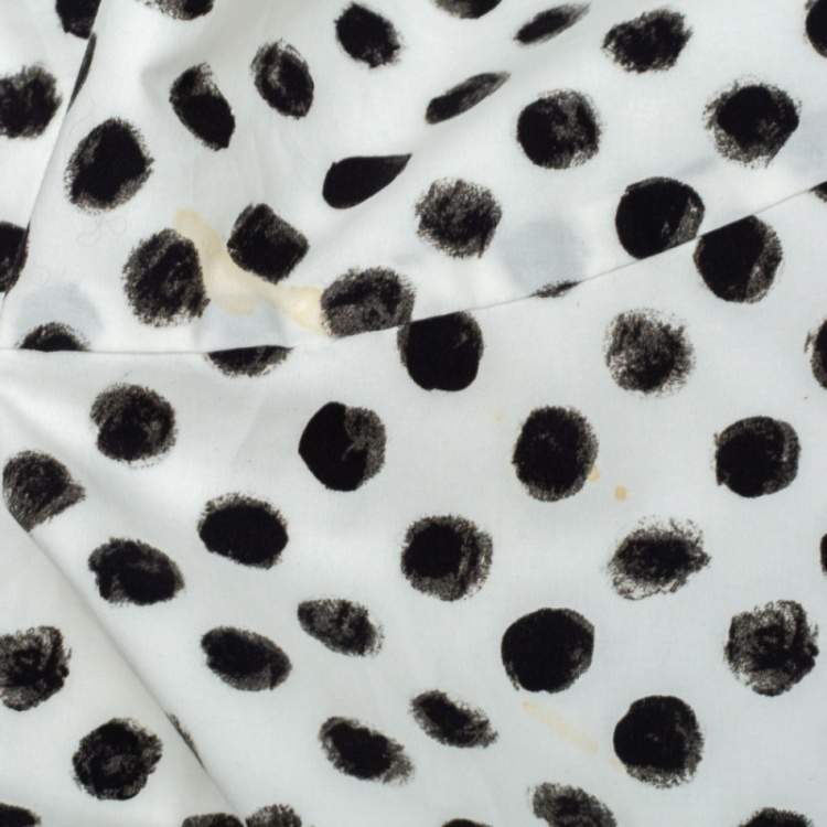 Pre Owned Dolce & Gabbana Monochrome Polka Dot Cotton Panelled Flared Midi Dress S 