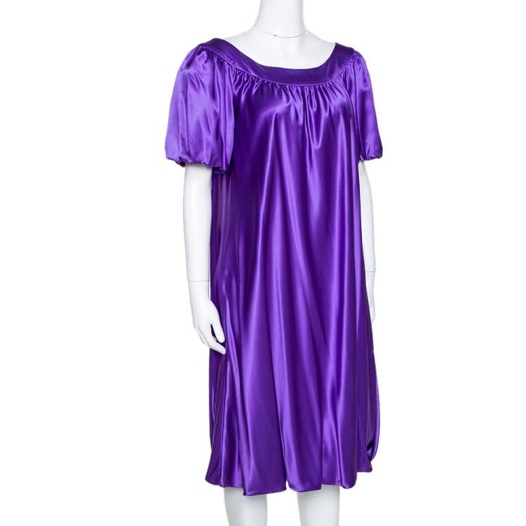 Pre Owned Dolce & Gabbana Purple Silk Satin Balloon Dress L