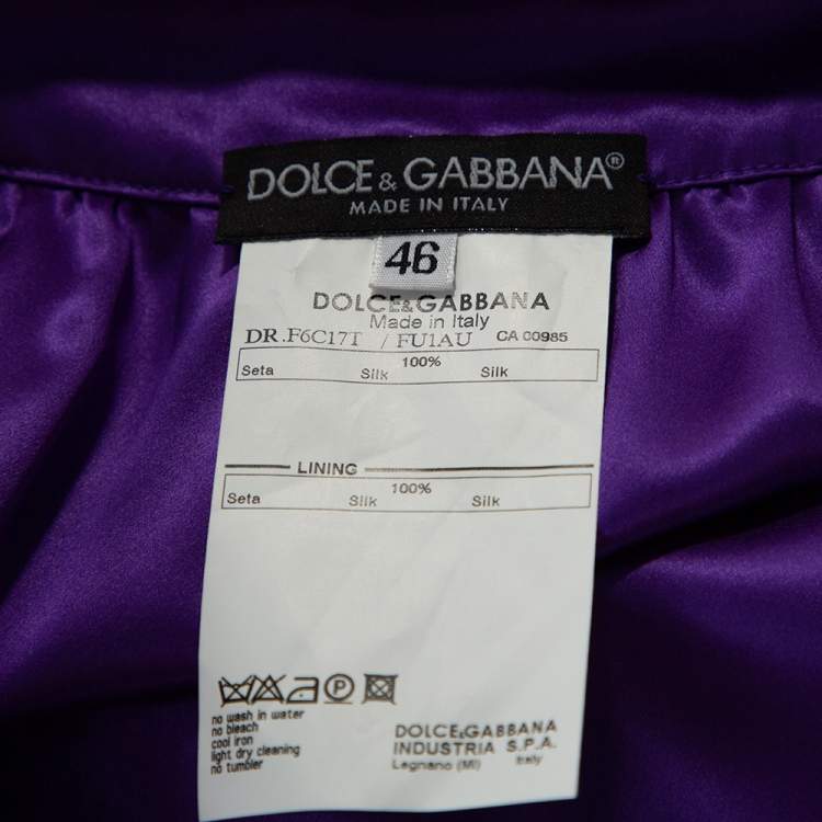 Pre Owned Dolce & Gabbana Purple Silk Satin Balloon Dress L