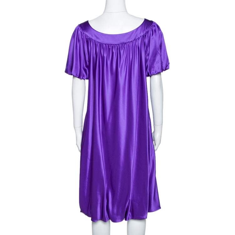 Pre Owned Dolce & Gabbana Purple Silk Satin Balloon Dress L