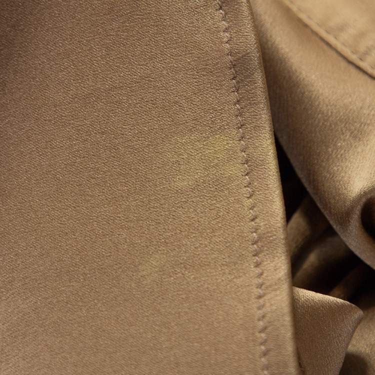 Pre Owned Dolce & Gabbana Beige Stretch Silk Satin Long Sleeve Shirt L