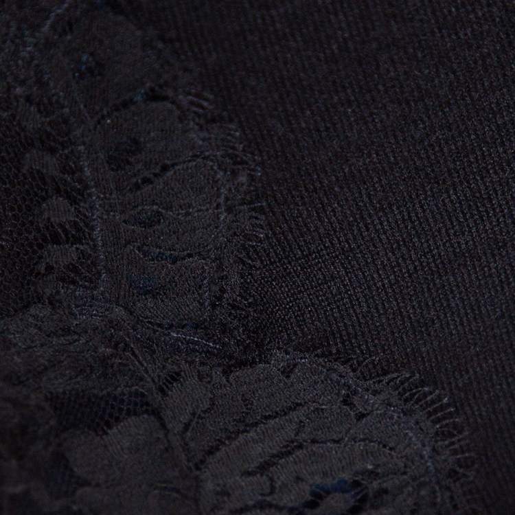Pre Owned Dolce & Gabbana Black Cashmere Silk Lace Trim Long Sleeve Top L