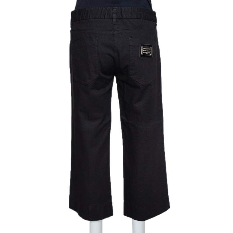 Pre Owned Dolce & Gabbana Black Denim Straight Leg Cropped Jeans L