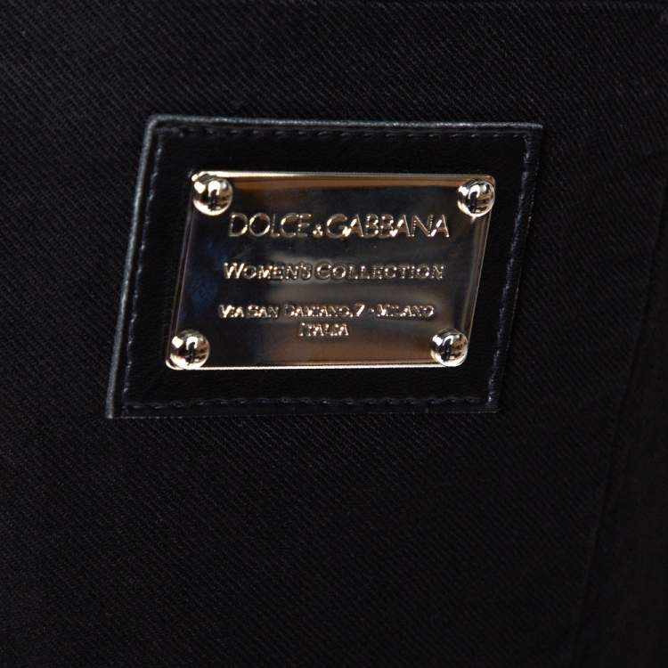 Pre Owned Dolce & Gabbana Black Denim Straight Leg Cropped Jeans L