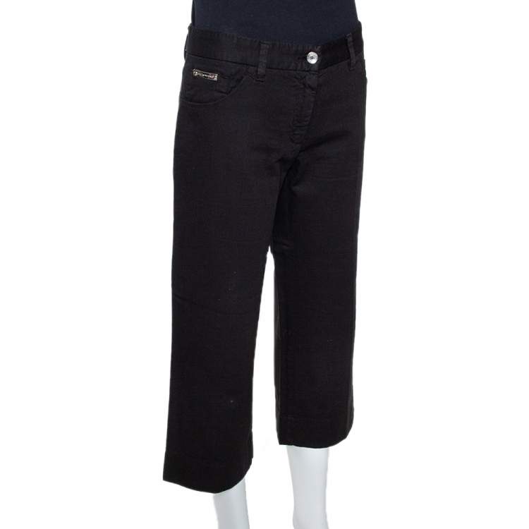 Pre Owned Dolce & Gabbana Black Denim Straight Leg Cropped Jeans L