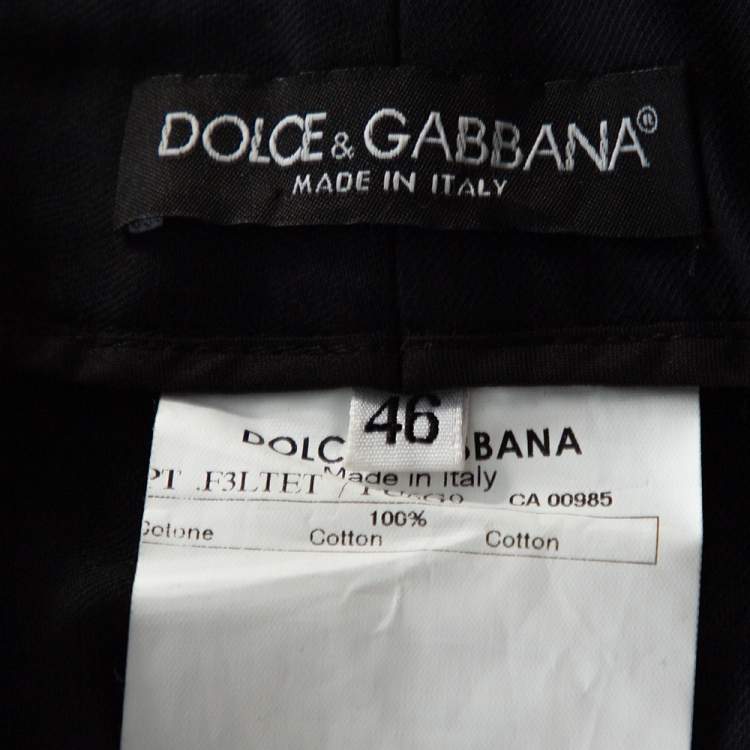 Pre Owned Dolce & Gabbana Black Cotton Flared Pants L