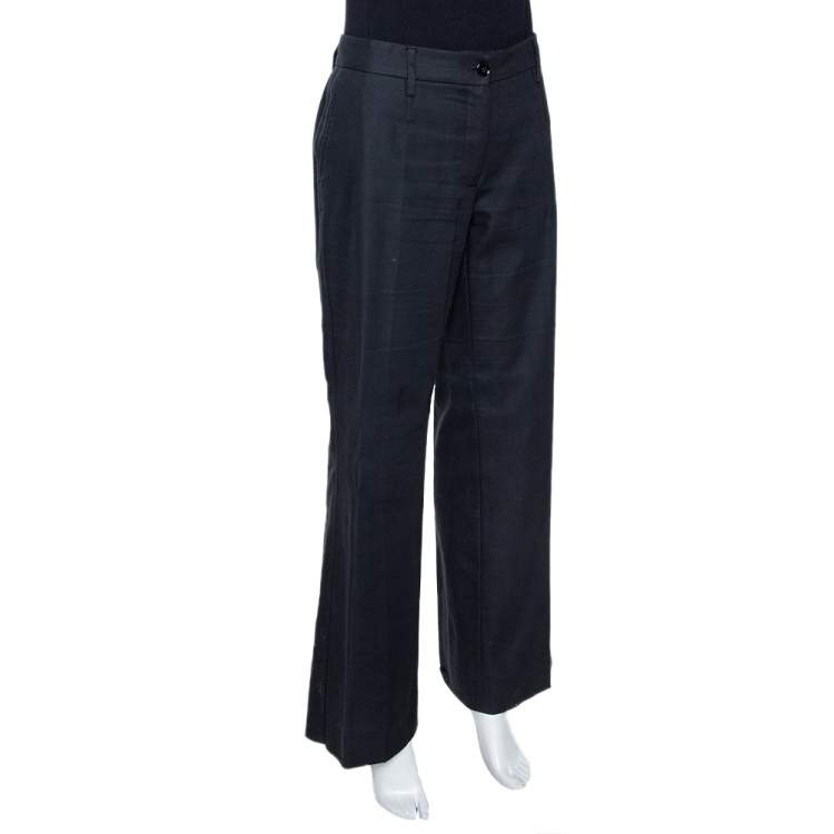 Pre Owned Dolce & Gabbana Black Cotton Flared Pants L