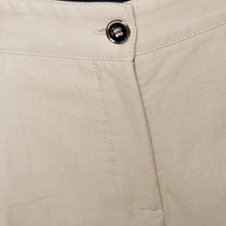 Pre Owned Dolce & Gabbana Beige Cotton Cuffed Hem Flared Pants L