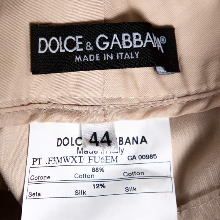 Pre Owned Dolce & Gabbana Beige Cotton Silk Flared Pants M