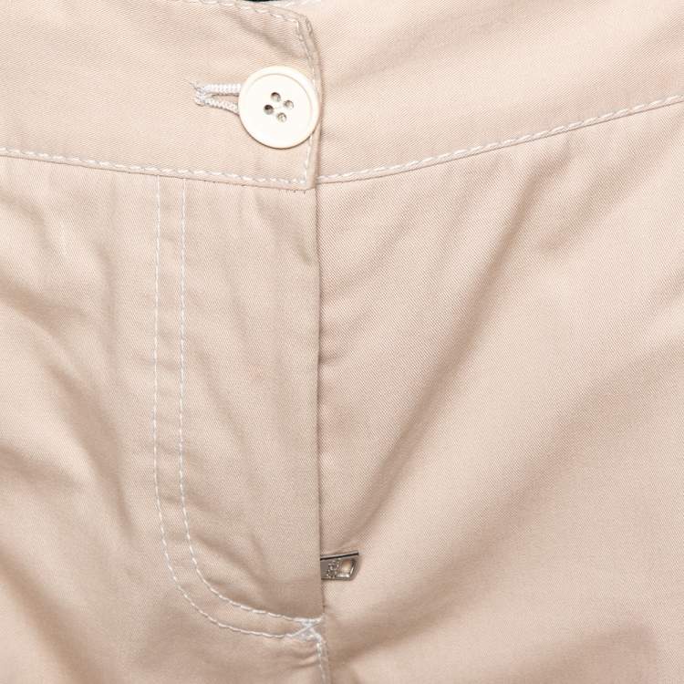 Pre Owned Dolce & Gabbana Beige Cotton Silk Flared Pants M